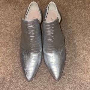 Charles David silver bootie, fairly worn